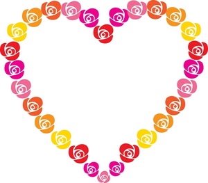 acclaim clipart: colorful roses forming the shape of a heart on a white background