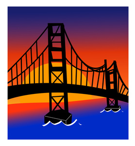 acclaim clipart: the sun setting behind the golden gate bridge in san francisco