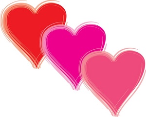 acclaim clipart: three hearts of different colors