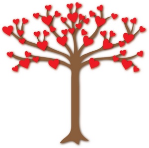 acclaim clipart: tree of love with heart shaped leaves